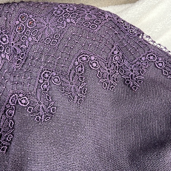 Romantic Boho Lace Crochet Vintage Spencer Alexis Dress Purple Size 6 - Picture 11 of 16